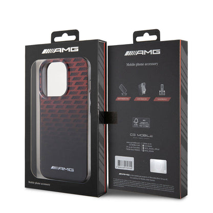 iPhone 15 Pro Kılıf AMG orijinal Lisanslı Çift Katmanlı Küçük Logolu Dörtgen Şerit Desenli Kılıf
