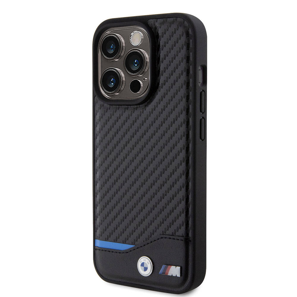 iPhone 15 Pro Kılıf BMW Orijinal Lisanslı M-safe Şarj Özellikli M Logolu PU Karbon Kılıf