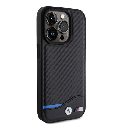 iPhone 15 Pro Kılıf BMW Orijinal Lisanslı M-safe Şarj Özellikli M Logolu PU Karbon Kılıf