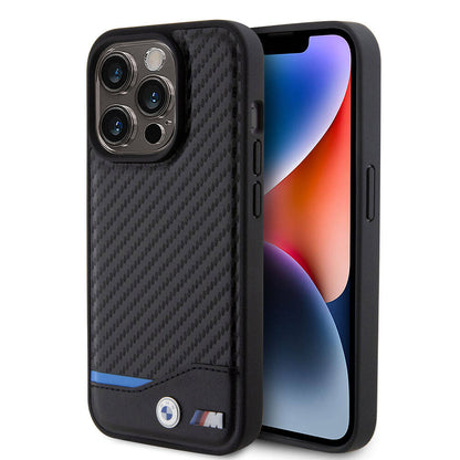 iPhone 15 Pro Kılıf BMW Orijinal Lisanslı M-safe Şarj Özellikli M Logolu PU Karbon Kılıf