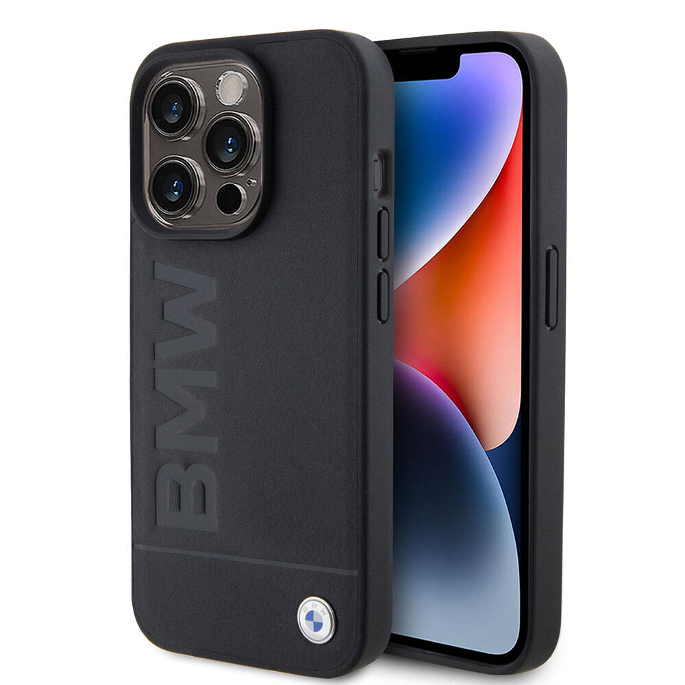 iPhone 15 Pro Kılıf BMW Orijinal Lisanslı M-safe Şarj Özellikli Sıcak Damga Logolu Deri Kılıf