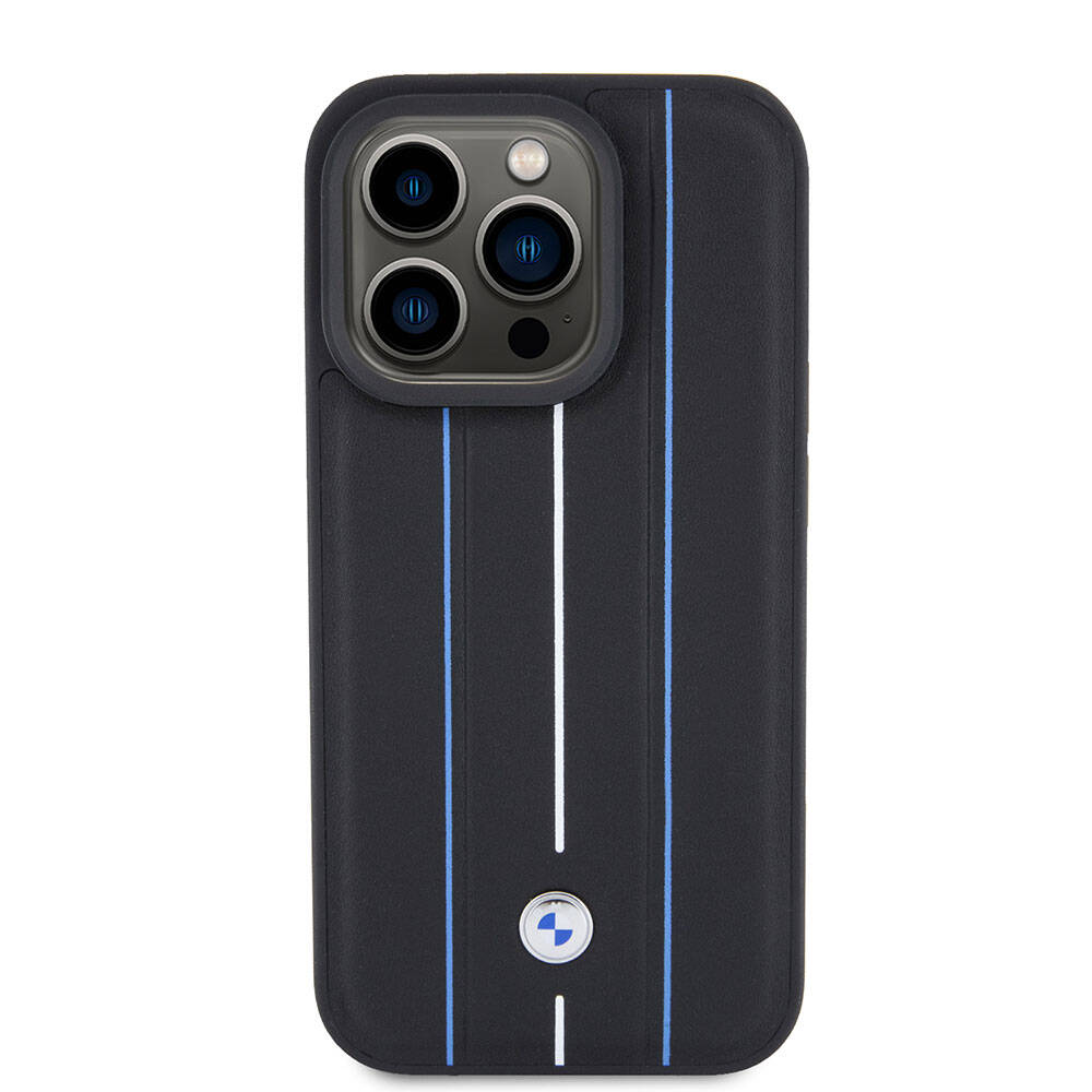 iPhone 15 Pro Kılıf BMW Deri Görünümlü Blue Lines Orijinal Lisanslı Kılıf