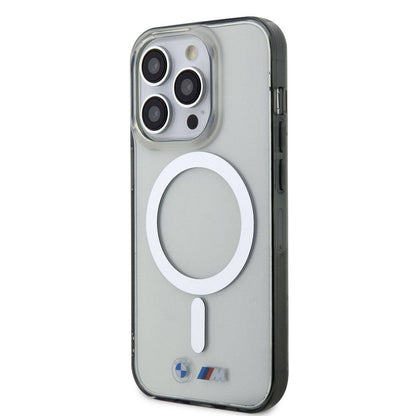 iPhone 15 Pro Kılıf BMW M-safe Şarj Özellikli Transparan Silver Ring Orijinal Lisanslı Kılıf