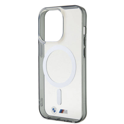 iPhone 15 Pro Kılıf BMW M-safe Şarj Özellikli Transparan Silver Ring Orijinal Lisanslı Kılıf