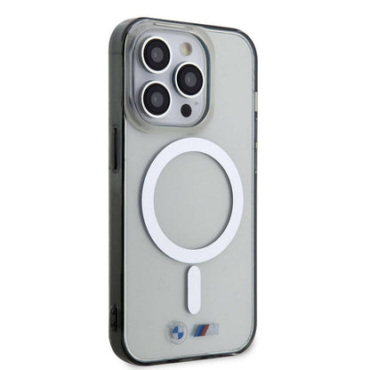 iPhone 15 Pro Kılıf BMW M-safe Şarj Özellikli Transparan Silver Ring Orijinal Lisanslı Kılıf