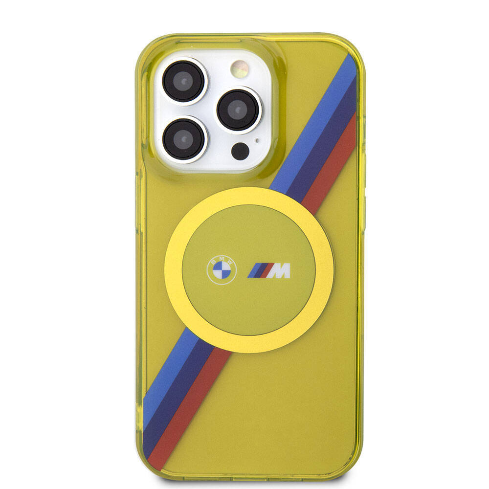 iPhone 15 Pro Kılıf BMW M-safe Şarj Özellikli Transparan Tricolor Stripes Orijinal Lisanslı Kılıf