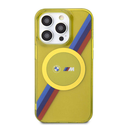 iPhone 15 Pro Kılıf BMW M-safe Şarj Özellikli Transparan Tricolor Stripes Orijinal Lisanslı Kılıf