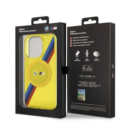 iPhone 15 Pro Kılıf BMW M-safe Şarj Özellikli Transparan Tricolor Stripes Orijinal Lisanslı Kılıf
