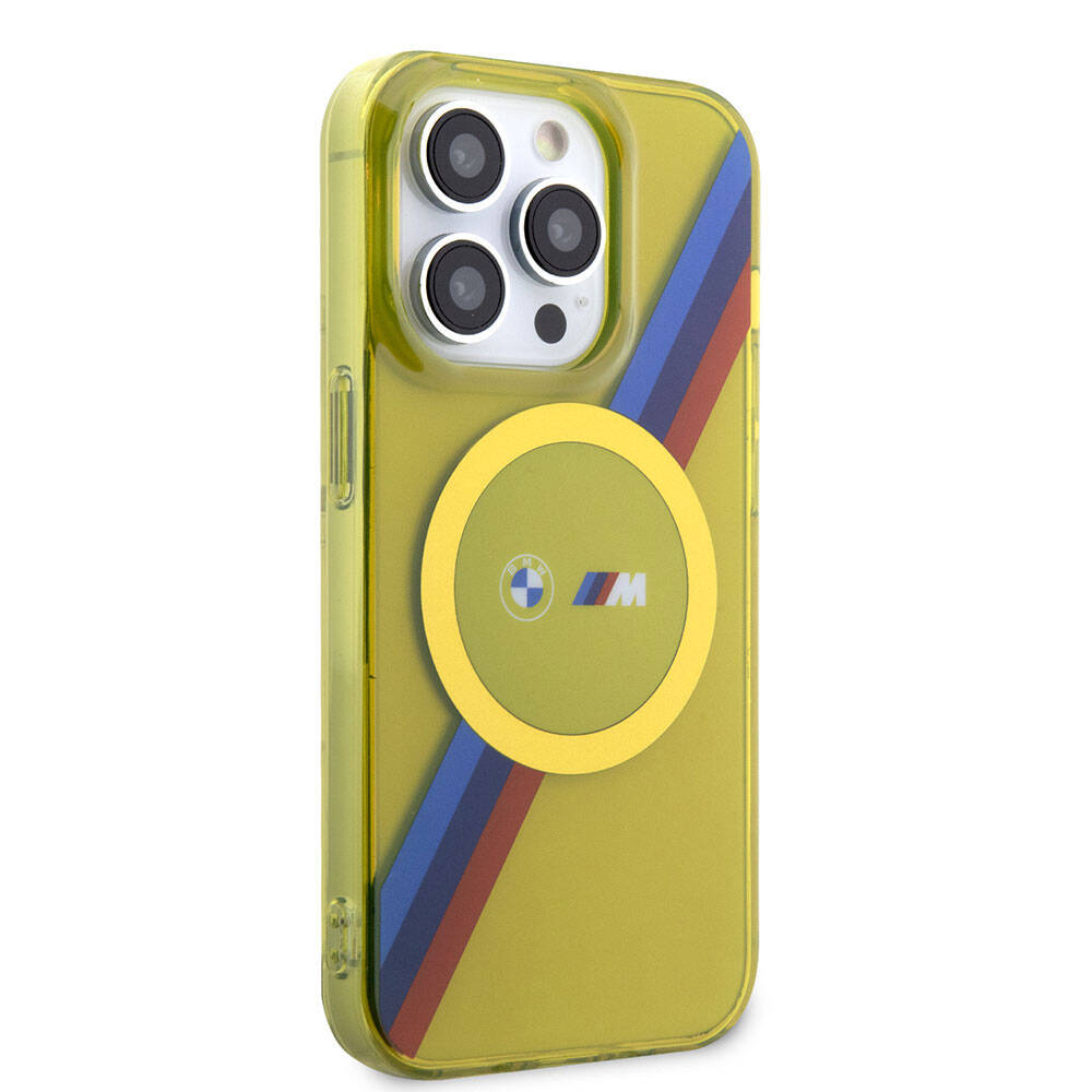 iPhone 15 Pro Kılıf BMW M-safe Şarj Özellikli Transparan Tricolor Stripes Orijinal Lisanslı Kılıf