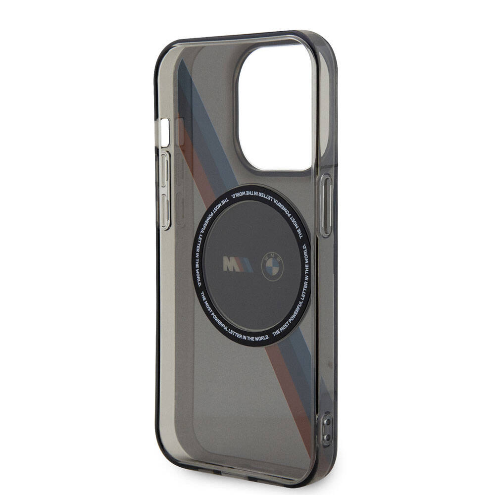 iPhone 15 Pro Kılıf BMW M-safe Şarj Özellikli Transparan Tricolor Stripes Orijinal Lisanslı Kılıf