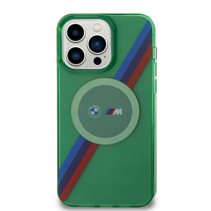 iPhone 15 Pro Kılıf BMW M-safe Şarj Özellikli Transparan Tricolor Stripes Orijinal Lisanslı Kılıf