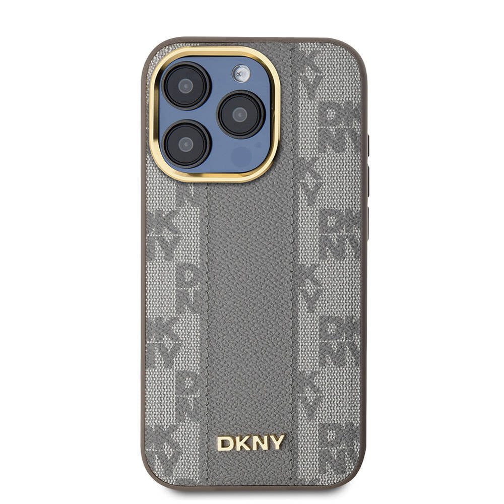iPhone 15 Pro Kılıf DKNY orijinal Lisanslı M-safe Şarj Özellikli 3D Yazılı Checkered Pattern Kılıf