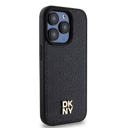 iPhone 15 Pro Kılıf DKNY Orjinal Lisanslı M-safe Şarj Özellikli 3D Yazılı Repeat Pattern Kılıf