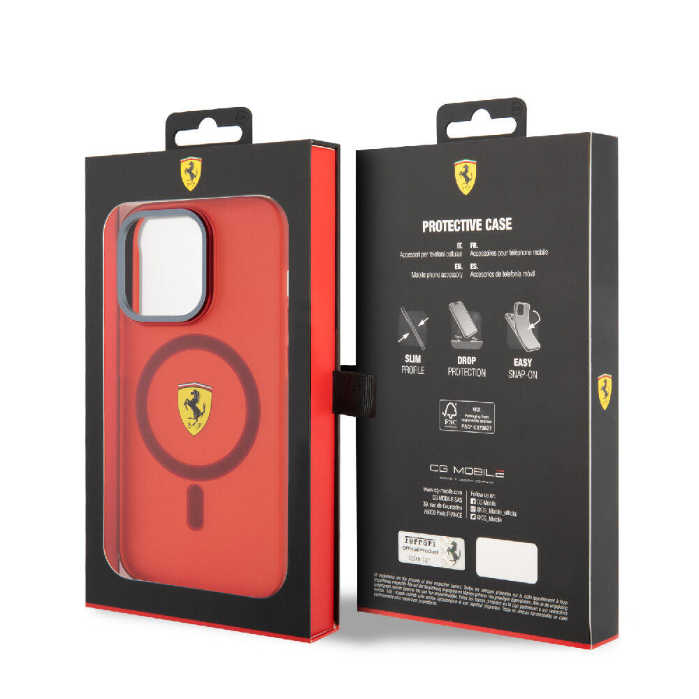 iPhone 15 Pro Kılıf Ferrari Orijinal Lisanslı M-safe Şarj Özellikli Kontrast Bumper Kılıf