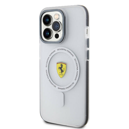 iPhone 15 Pro Kılıf Ferrari Orijinal Lisanslı M-safe Şarj Özellikli Kontrast Bumper SF Ring Kılıf
