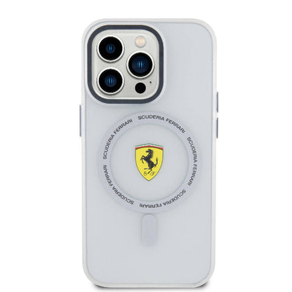iPhone 15 Pro Kılıf Ferrari Orijinal Lisanslı M-safe Şarj Özellikli Kontrast Bumper SF Ring Kılıf