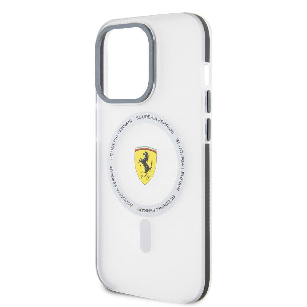 iPhone 15 Pro Kılıf Ferrari Orijinal Lisanslı M-safe Şarj Özellikli Kontrast Bumper SF Ring Kılıf