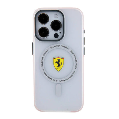 iPhone 15 Pro Kılıf Ferrari Orijinal Lisanslı M-safe Şarj Özellikli Kontrast Bumper SF Ring Kılıf