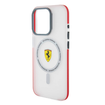 iPhone 15 Pro Kılıf Ferrari Orijinal Lisanslı M-safe Şarj Özellikli Kontrast Bumper SF Ring Kılıf