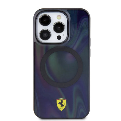 iPhone 15 Pro Kılıf Ferrari Orijinal Lisanslı M-safe Şarj Özellikli Transparan Renk Geçişli Iridescent Kılıf