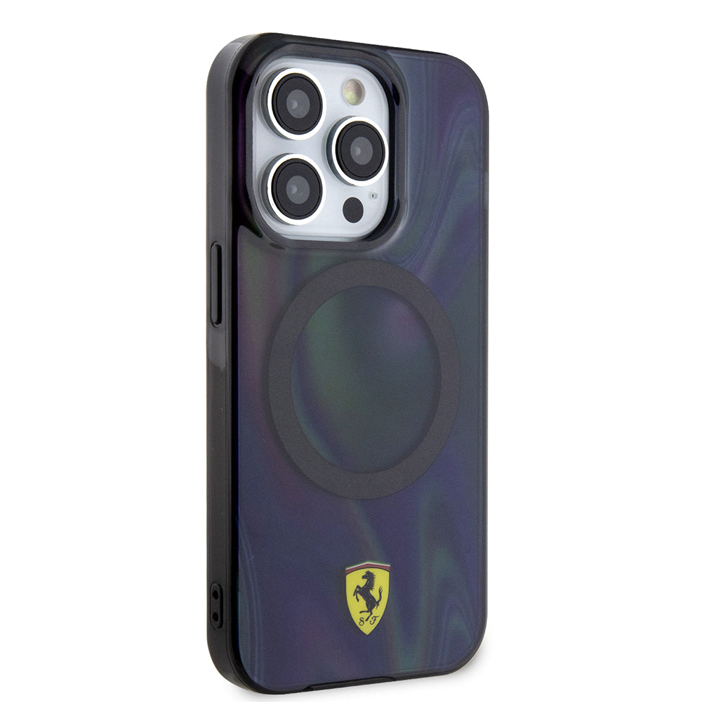 iPhone 15 Pro Kılıf Ferrari Orijinal Lisanslı M-safe Şarj Özellikli Transparan Renk Geçişli Iridescent Kılıf