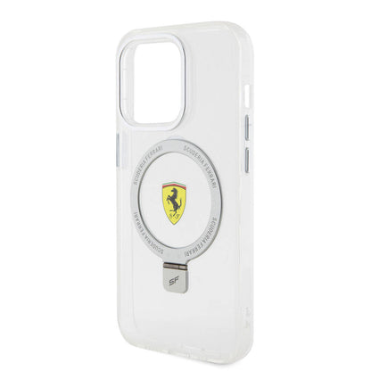 iPhone 15 Pro Kılıf Ferrari M-safe Şarj Özellikli Standlı Buzlu Yüzey Dizayn Kılıf