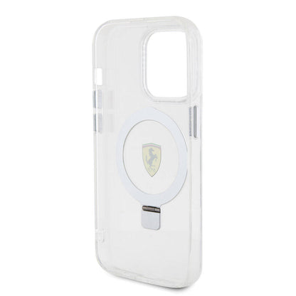 iPhone 15 Pro Kılıf Ferrari M-safe Şarj Özellikli Standlı Buzlu Yüzey Dizayn Kılıf