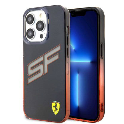 iPhone 15 Pro Kılıf Ferrari orijinal Lisanslı Transparan SF Yazılı Kenarları Renk Geçişli Kılıf