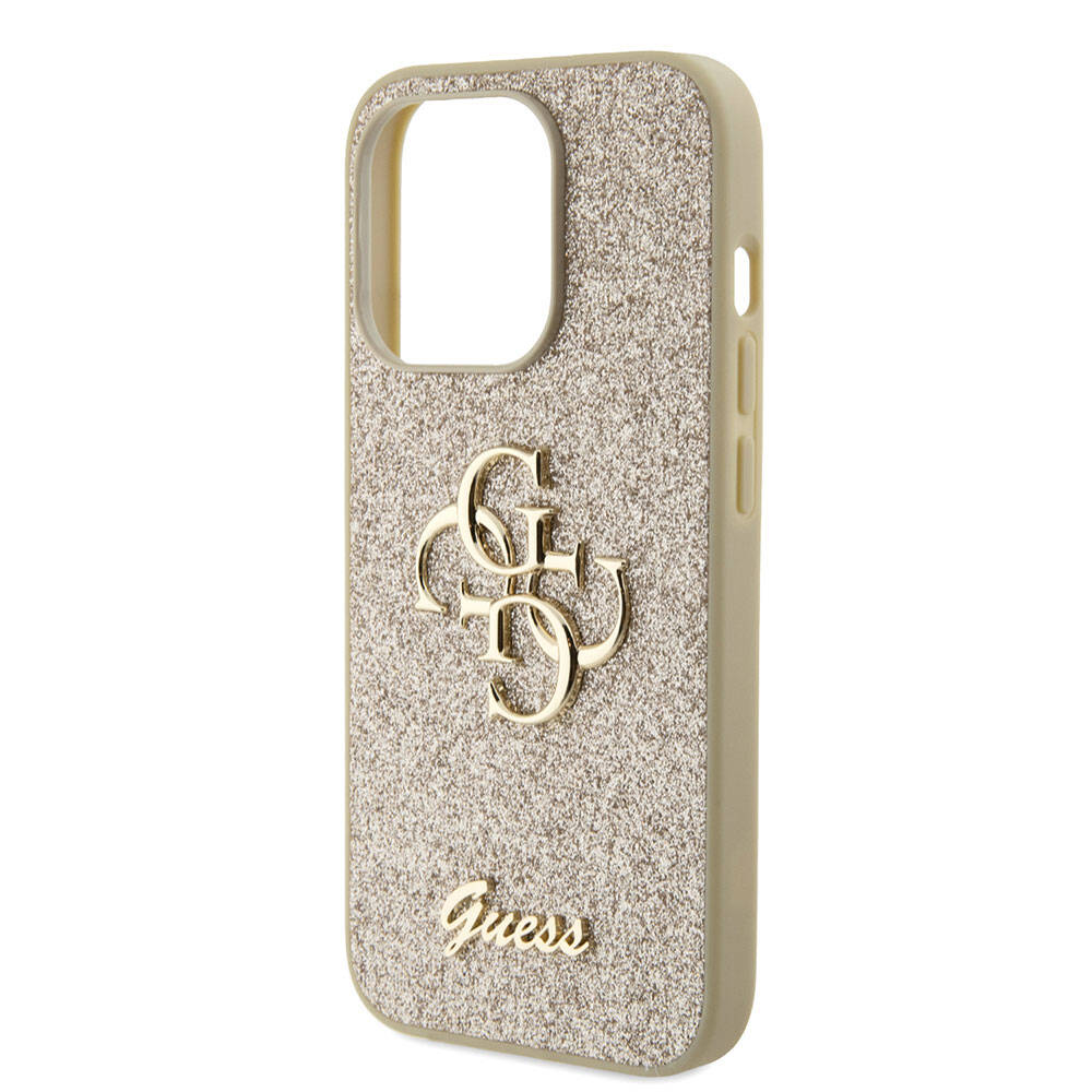 iPhone 15 Pro Kılıf Guess Orijinal Lisanslı 4G Büyük Metal Logolu Glitter Kılıf