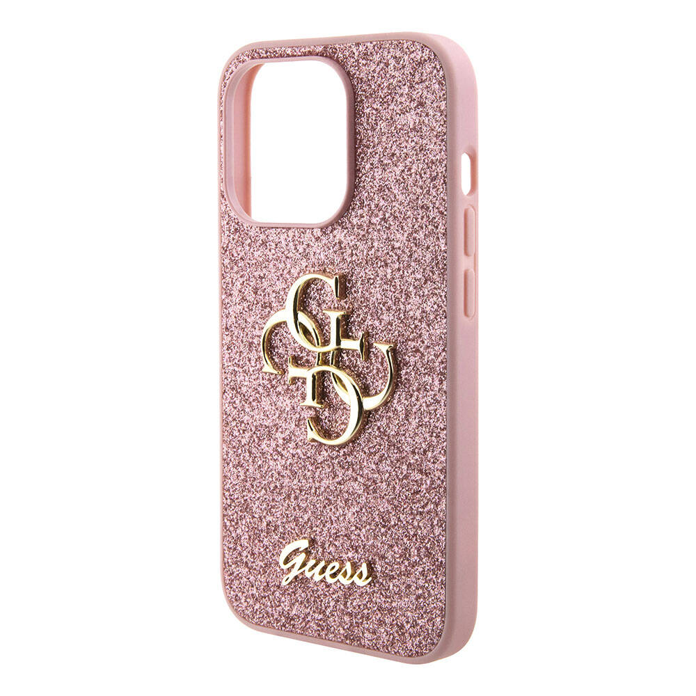 iPhone 15 Pro Kılıf Guess Orijinal Lisanslı 4G Büyük Metal Logolu Glitter Kılıf