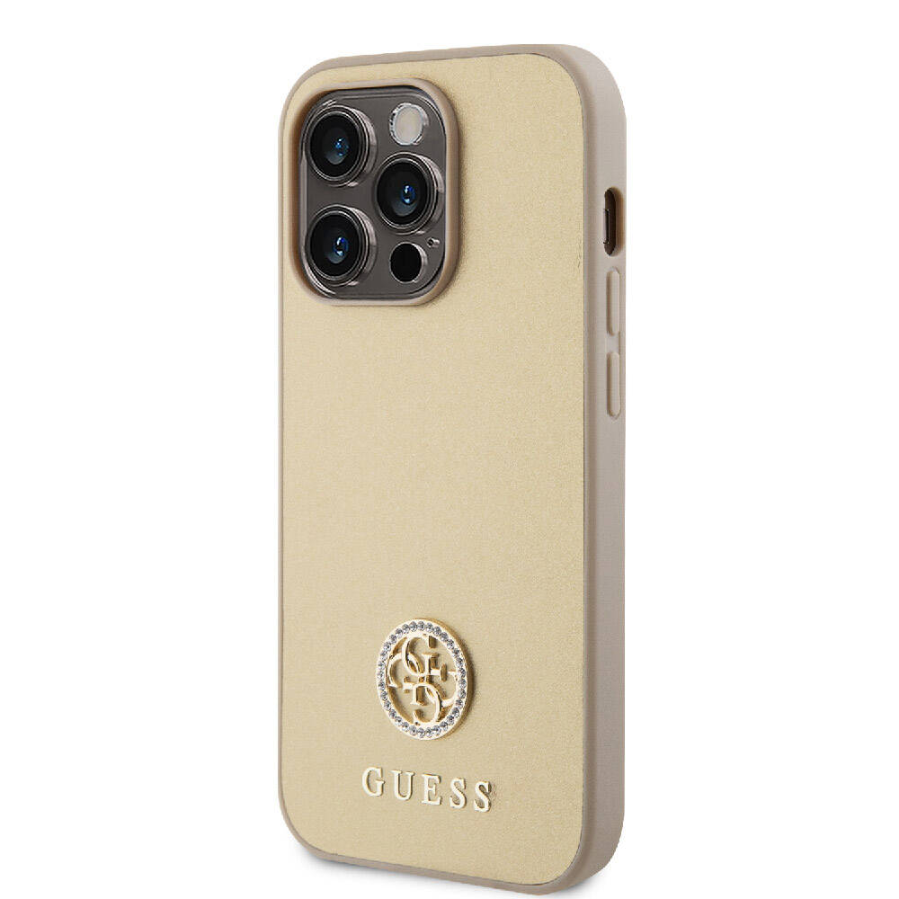 iPhone 15 Pro Kılıf Guess Orijinal Lisanslı Deri 4G Metal Logo Strass Kılıf