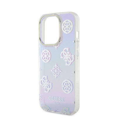 iPhone 15 Pro Kılıf Guess Orijinal Lisanslı Desenli Yazı Logolu Askı İpli Holografik Glitter Peony Kılıf