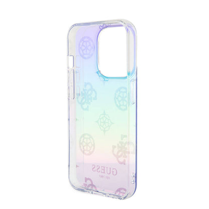 iPhone 15 Pro Kılıf Guess Orijinal Lisanslı Desenli Yazı Logolu Askı İpli Holografik Glitter Peony Kılıf