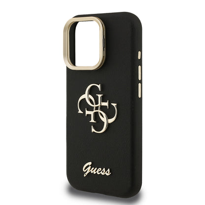 iPhone 15 Pro Kılıf Guess Orijinal Lisanslı Grained Yazı Logolu Kamera Standlı Kılıf