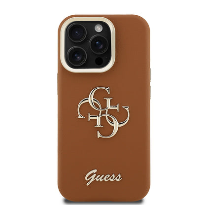 iPhone 15 Pro Kılıf Guess Orijinal Lisanslı Grained Yazı Logolu Kamera Standlı Kılıf