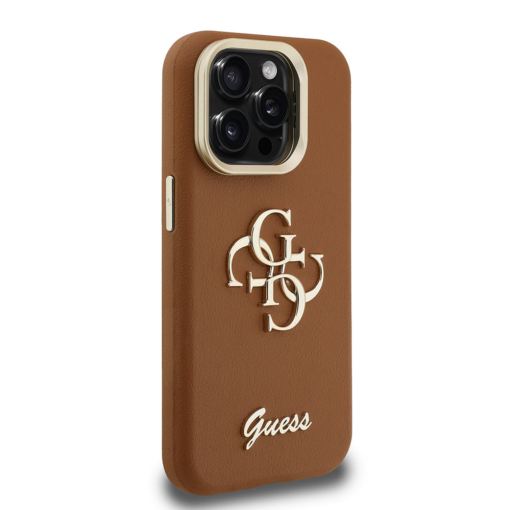 iPhone 15 Pro Kılıf Guess Orijinal Lisanslı Grained Yazı Logolu Kamera Standlı Kılıf