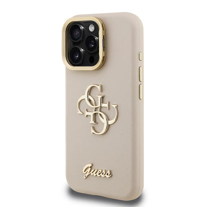 iPhone 15 Pro Kılıf Guess Orijinal Lisanslı Grained Yazı Logolu Kamera Standlı Kılıf
