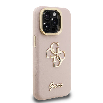 iPhone 15 Pro Kılıf Guess Orijinal Lisanslı Grained Yazı Logolu Kamera Standlı Kılıf