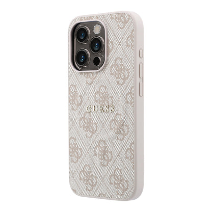 iPhone 15 Pro Kılıf Guess Orijinal Lisanslı M-safe Kabartmalı 4G Desenli Yazı Logolu Kılıf