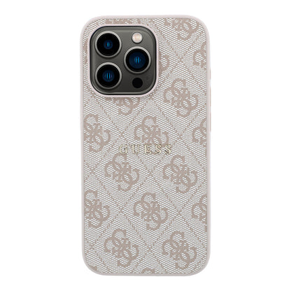 iPhone 15 Pro Kılıf Guess Orijinal Lisanslı M-safe Kabartmalı 4G Desenli Yazı Logolu Kılıf