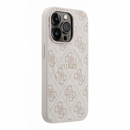 iPhone 15 Pro Kılıf Guess Orijinal Lisanslı M-safe Kabartmalı 4G Desenli Yazı Logolu Kılıf