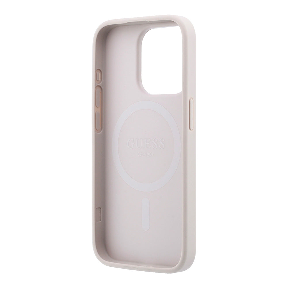 iPhone 15 Pro Kılıf Guess Orijinal Lisanslı M-safe Kabartmalı 4G Desenli Yazı Logolu Kılıf