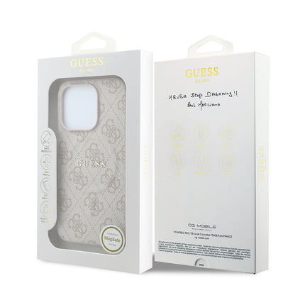 iPhone 15 Pro Kılıf Guess Orijinal Lisanslı M-safe Kabartmalı 4G Desenli Yazı Logolu Kılıf