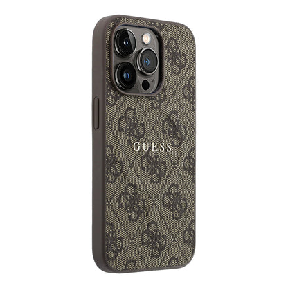 iPhone 15 Pro Kılıf Guess Orijinal Lisanslı M-safe Kabartmalı 4G Desenli Yazı Logolu Kılıf