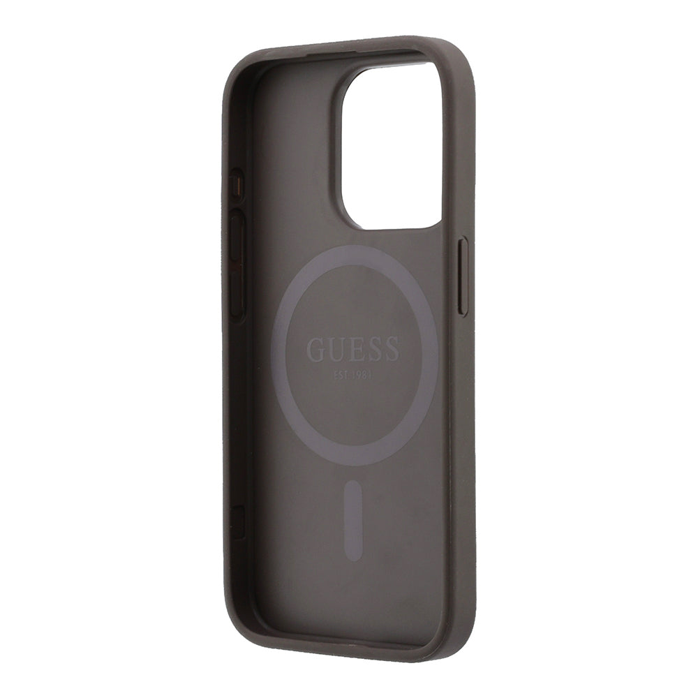 iPhone 15 Pro Kılıf Guess Orijinal Lisanslı M-safe Kabartmalı 4G Desenli Yazı Logolu Kılıf