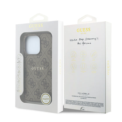 iPhone 15 Pro Kılıf Guess Orijinal Lisanslı M-safe Kabartmalı 4G Desenli Yazı Logolu Kılıf