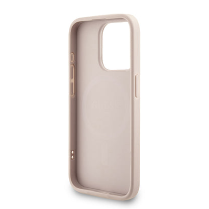 iPhone 15 Pro Kılıf Guess Orijinal Lisanslı M-safe Şarj Özellikli PU Deri Bilek Askı İpli Yazı Logolu Kılıf