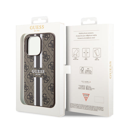 iPhone 15 Pro Kılıf Guess Orijinal Lisanslı M-safe Şarj Özellikli 4G Şerit Tasarımlı Printed Kılıf