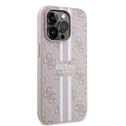 iPhone 15 Pro Kılıf Guess Orijinal Lisanslı M-safe Şarj Özellikli 4G Şerit Tasarımlı Printed Kılıf