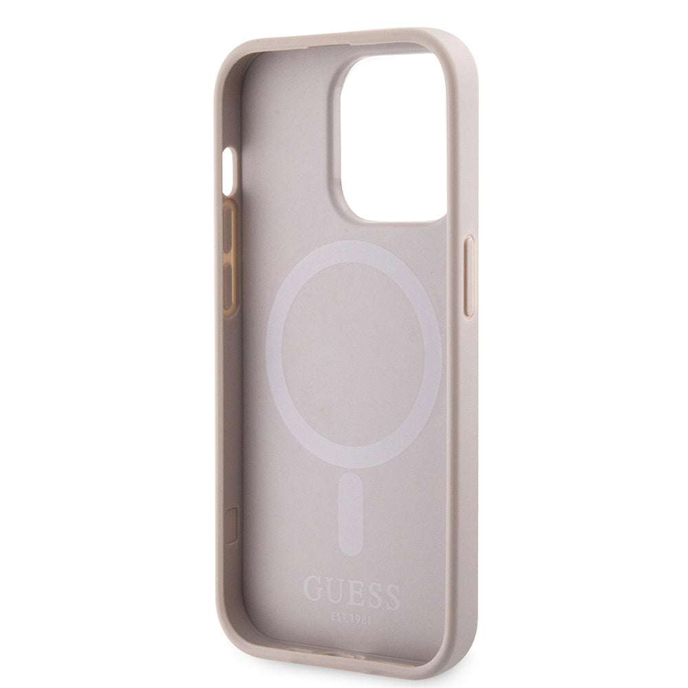 iPhone 15 Pro Kılıf Guess Orijinal Lisanslı M-safe Şarj Özellikli 4G Şerit Tasarımlı Printed Kılıf